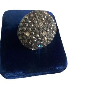 Large Metal Disco Planet Meteor Aurora Borealis Statement Ring circa 1970